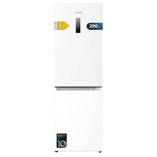 Cecotec Bolero CoolMarket Combi 290 White Frigorífico combi blanco de 185cm alto y 59 5cm de ancho con 290 litros de capacidad total nofrost clase E y 1 cajón para los productos fresco adaptándose a todos sus necesidades.  F