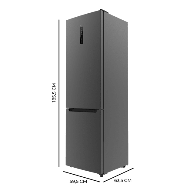 Cecotec Bolero CoolMarket Combi 322 Dark D Frigorífico Combi Dark Con 322 Litros De Capacidad 185 Cm De Alto Y 60 Cm De Ancho Con Motor Inverter Y Clase D. Con Sistema Multi Air Flow Total No Frost Y 2 Cajones Para Los Producto