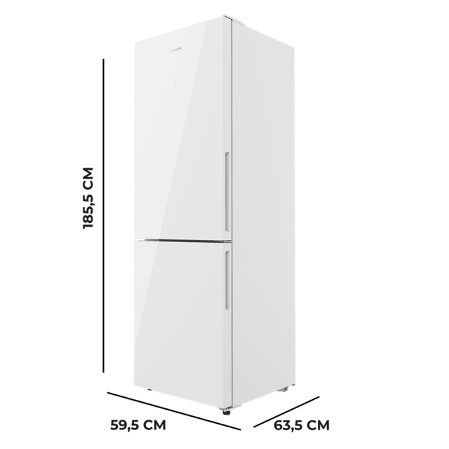 Cecotec Bolero CoolMarket Combi 322 Glass White D Frigorífico Con Congelador De Cristal Blanco Con 322 Litros De Capacidad 185 Cm De Alto 60 Cm Ancho Y Clase Energética D. Con Sistema Multi Air Flow Total No Frost Y 2 Cajones