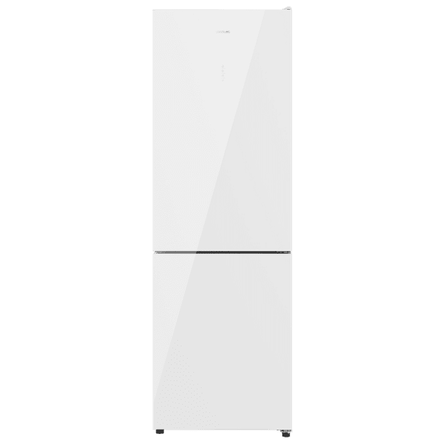 Cecotec Bolero CoolMarket Combi 322 Glass White D Frigorífico con congelador de cristal blanco con 322 litros de capacidad 185 cm de alto 60 cm ancho y clase energética D. Con sistema Multi Air Flow Total No Frost y 2 cajones
