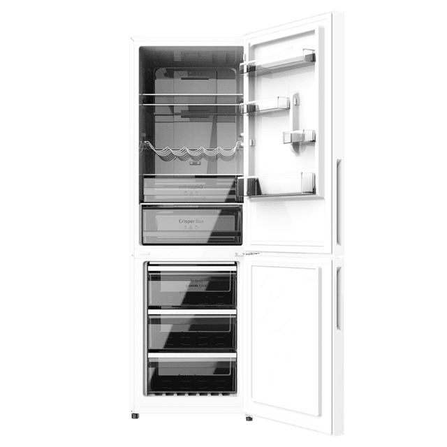 Cecotec Bolero CoolMarket Combi 322 Glass White E Frigorífico Con Congelador De Cristal Blanco Con 322 Litros De Capacidad 185 Cm De Alto 60 Cm Ancho Y Clase Energética E. Con Sistema Multi Air Flow Total No Frost Y 2 Cajones