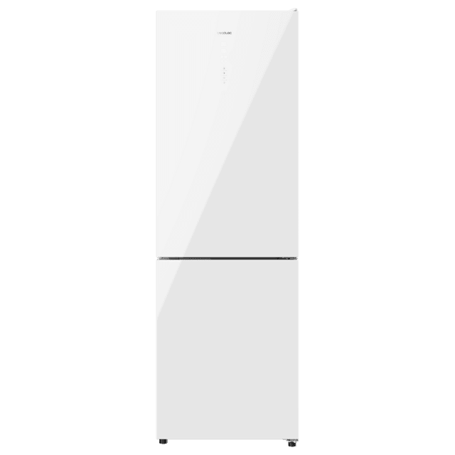 Cecotec Bolero CoolMarket Combi 322 Glass White E Frigorífico con congelador de cristal blanco con 322 litros de capacidad 185 cm de alto 60 cm ancho y clase energética E. Con sistema Multi Air Flow Total No Frost y 2 cajones