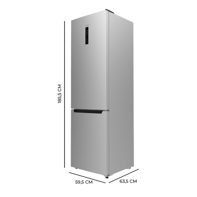 Cecotec Bolero CoolMarket Combi 322 Inox D Frigorífico Combi Inox Con 322 Litros De Capacidad 185 De Alto Y 60 Cm De Ancho Con Motor Inverter Y Clase D. Con Sistema Multi Air Flow Total No Frost Y 2 Cajones Para Los Productos F