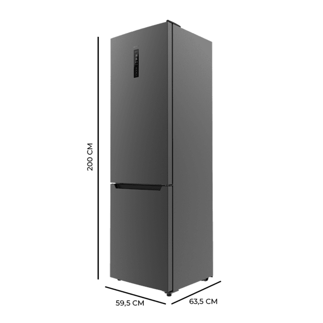 Cecotec Bolero CoolMarket Combi 356 Dark D Frigorífico Combi Dark Con 356 Litros De Capacidad 200 Cm De Alto Y 60 Cm De Ancho Clase D Y Motor Inverter Plus. Con Sistema Multi Air Flow Total No Frost Y 2 Cajones Para Los Product