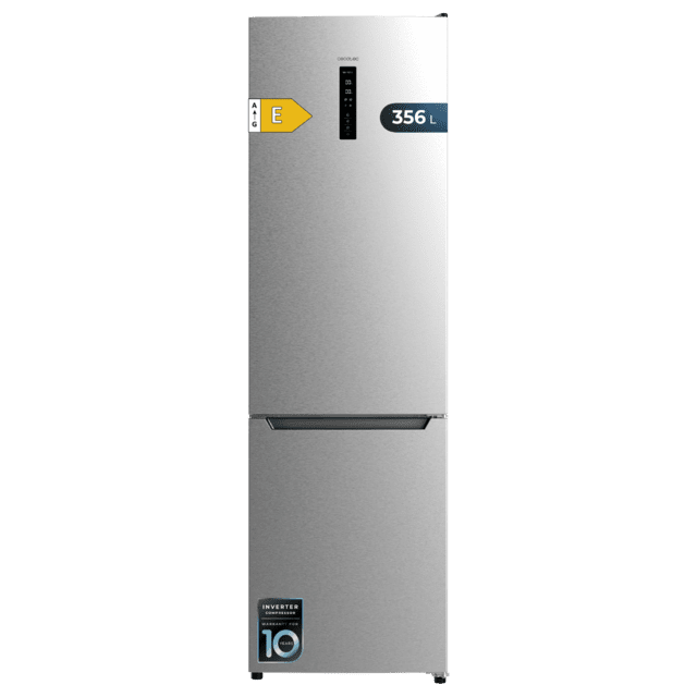 Cecotec Bolero CoolMarket Combi 356 Inox E Frigorífico combi inox 200cm alto y 59 5 cm ancho capacidad 356L Total No Frost clase energética E. Además cuenta con distintos modos como Fast Cooling y Fast Freezing así como sist