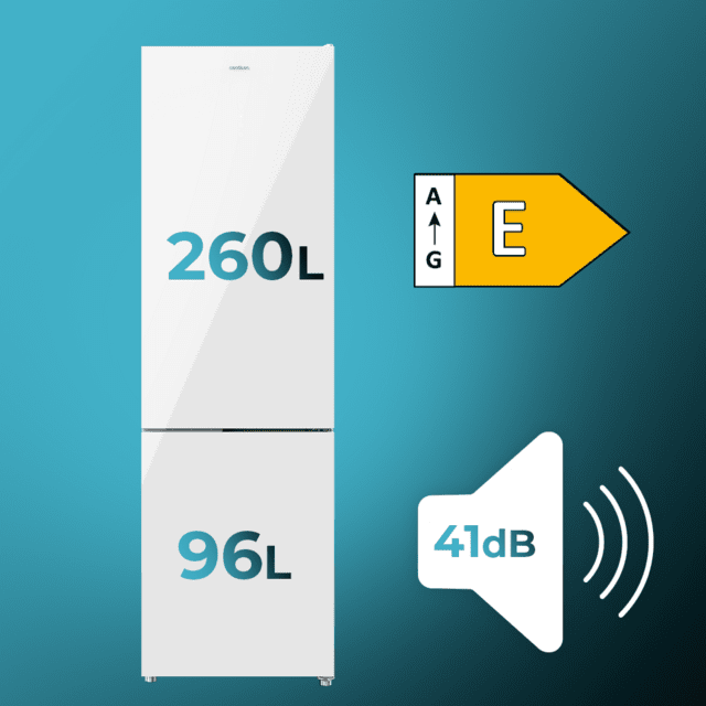 Cecotec Bolero CoolMarket Combi 356 White Glass E Frigorífico Combi Cristal Blanco 200cm Alto Y 59 5 Cm Ancho Capacidad 356L Total No Frost Clase Energética E. Además Cuenta Con Distintos Modos Como Fast Cooling Y Fast Freezi