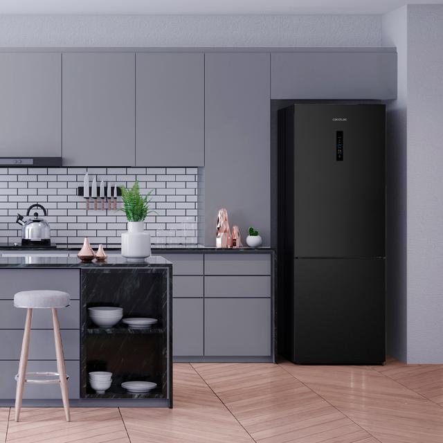 Cecotec Bolero CoolMarket Combi 495 Dark E Frigorífico Combi Dark Inox 495 Litros De Capacidad 2 Metros De Alto Y 70 Cm Ancho Clase E Con Sistema Multi Air Flow Total No Frost Multi Cooling. Frigorífico Combi Con Nevera Y Cong