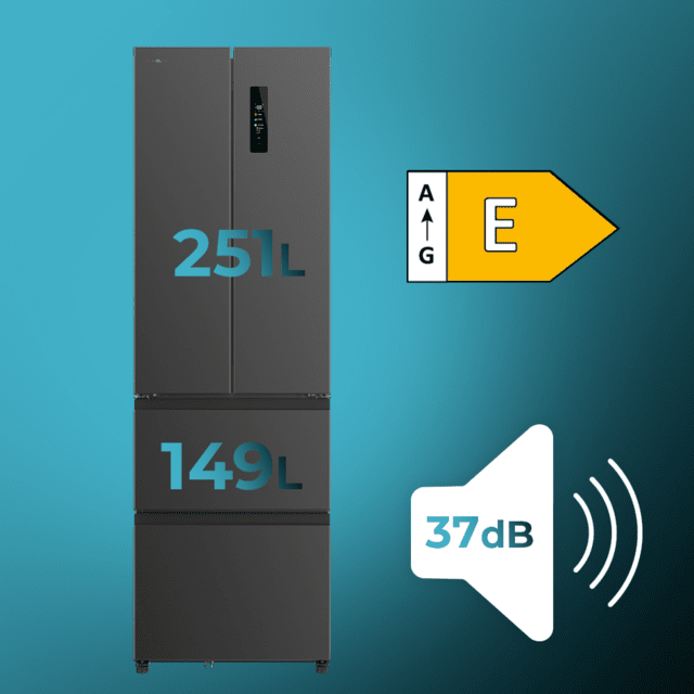 Cecotec Bolero CoolMarket Combi F2D 400 Dark E Frigorífico Con Capacidad 400 Litros Ancho De 60 Cm Y Alto De 191 Cm Sistema Total NoFrost Max Inside Distribución De Frío Multi AirFlow Display Digital Exterior Interior Con Dis