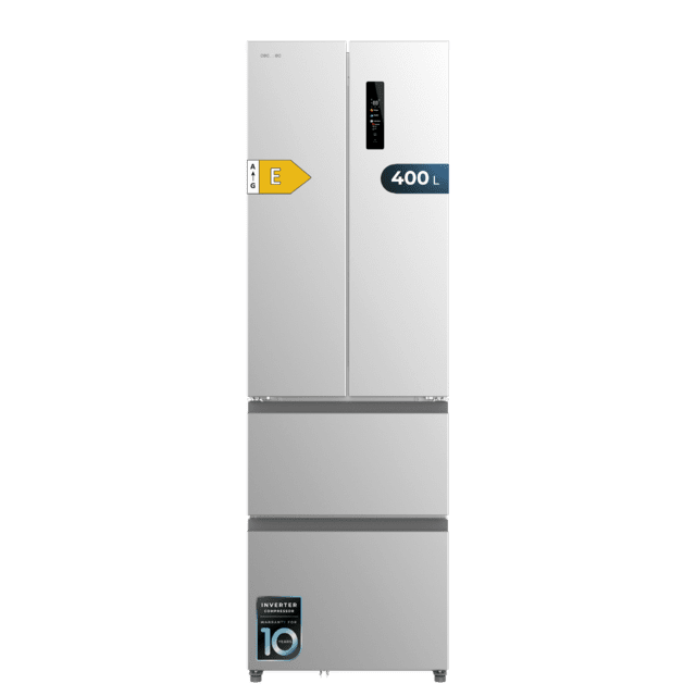 Cecotec Bolero CoolMarket Combi F2D 400 Inox E Frigorífico con Capacidad de 400 Litros Ancho de 60 cm y alto de 191 cm Sistema Total NoFrost Max Inside Distribución de frío Multi AirFlow Display Digital Exterior Interior con