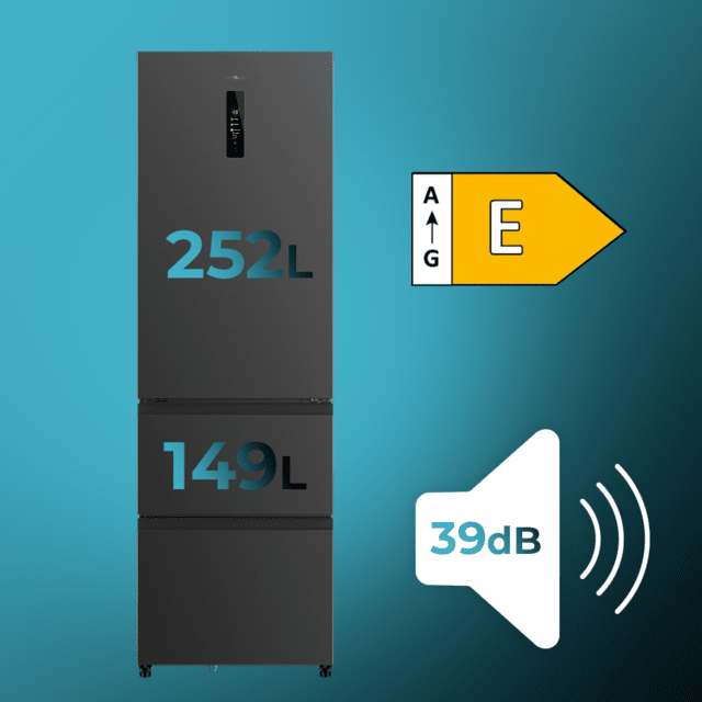 Cecotec Bolero CoolMarket Combi FD 400 Dark E Frigorífico Con Capacidad De 400 Litros Ancho De 60 Cm Y Alto De 191 Cm Sistema Total NoFrost Max Inside Distribución De Frío Multi AirFlow Display Digital Exterior Interior Con D