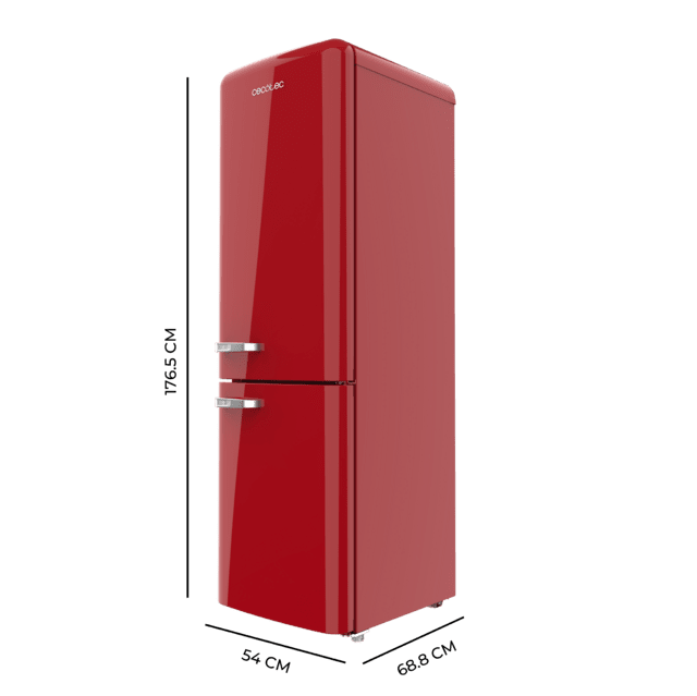 Cecotec Bolero CoolMarket Combi Origin 231 NF Red E Frigorífico Combi Retro Rojo 176 5cm Alto Y 54cm Ancho Capacidad 231L Total No Frost Y Clase E Y Con Sistema Multi Air Flow. Además Cuenta Con El Modo Fast Cooling. Frigoríf