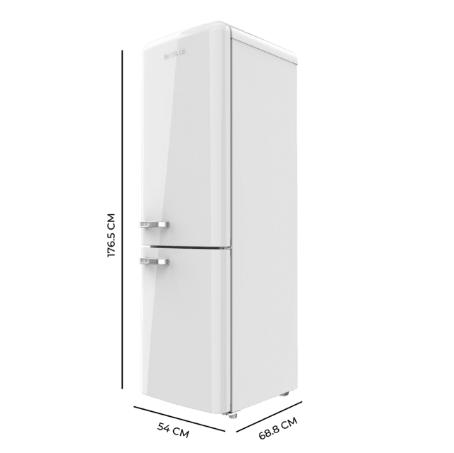 Cecotec Bolero CoolMarket Combi Origin 231 NF White E Frigorífico Combi Retro Blanco 176 5cm Alto Y 54cm Ancho Capacidad 231L Total No Frost Y Clase E Y Con Sistema Multi Air Flow. Además Cuenta Con El Modo Fast Cooling. Frigo