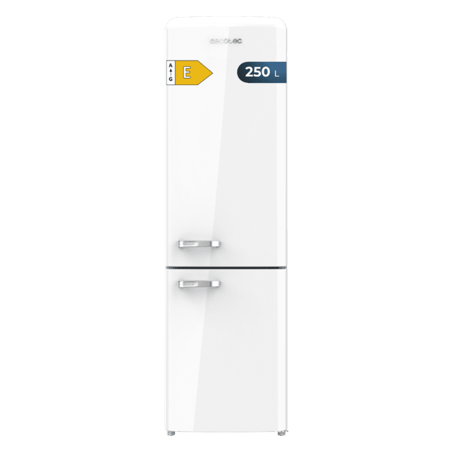 Cecotec Bolero CoolMarket Combi Origin 250 NF White E Frigorífico combi retro rojo 186 5cm alto y 54cm ancho capacidad 250L Total No Frost y clase E y con sistema Multi Air Flow. Además cuenta con el modo Fast Cooling. Frigor