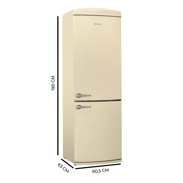 Cecotec Bolero CoolMarket Combi Origin 294+ Beige E Frigorífico Retro Combi Beige 190cm De Alto Y 60 De Ancho Capacidad 294L Total No Frost Clase Energética E Multi Cooling Ultra Fresh Convertible Box Multi Air Flow Fast Freez