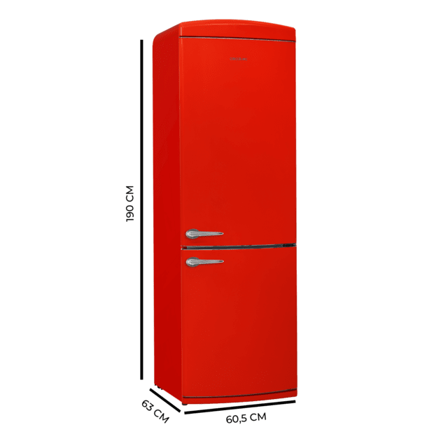 Cecotec Bolero CoolMarket Combi Origin 294+ Red E Frigorífico Retro Combi Rojo 190cm De Alto Y 60 De Ancho Capacidad 294L Total No Frost Clase Energética E Multi Cooling Ultra Fresh Convertible Box Multi Air Flow Fast Freezing