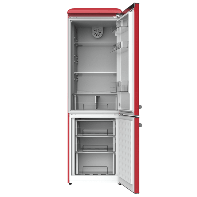 Cecotec Bolero CoolMarket Combi Origin 300 Red E Frigorífico Retro Con Capacidad De 300L Clase E Luz Interior Crisper Box Control De Temperatura Tirador Cromado Y Bandejas De Cristal. Frigorífico Retro Combi