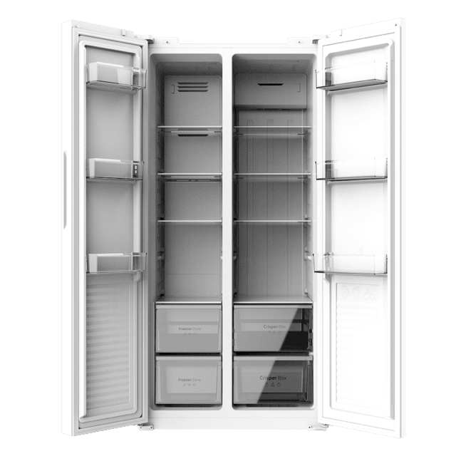 Cecotec Bolero CoolMarket SBS 430 White E Frigorífico Americano Side By Side White Con 430 Litros De Capacidad 176 Cm De Alto Y 84 Cm Ancho Clase E Con Sistema Multi Air Flow Total No Frost Motor Inverter Plus. Frigorífico Ame