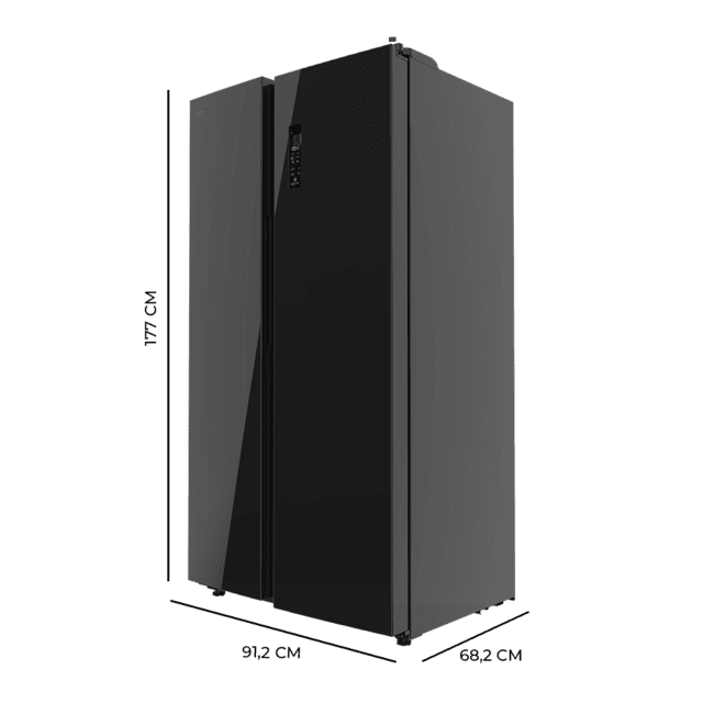 Cecotec Bolero CoolMarket SBS 550 Glass D Frigorífico Americano Side By Side Glass Con 550 Litros De Capacidad 177 Cm De Alto Y 90 Cm Ancho Clase D Con Sistema Multi Air Flow Total No Frost Motor Inverter Plus. Frigorífico Ame