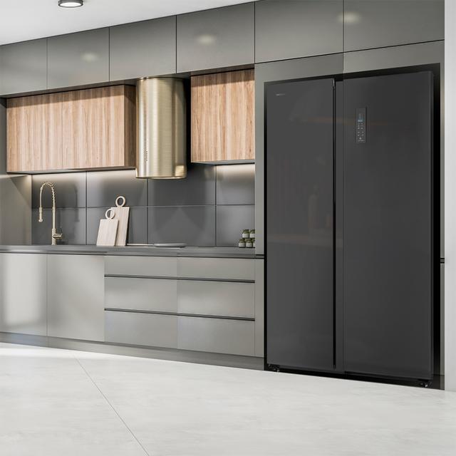 Cecotec Bolero CoolMarket SBS 550 Glass D Frigorífico Americano Side By Side Glass Con 550 Litros De Capacidad 177 Cm De Alto Y 90 Cm Ancho Clase D Con Sistema Multi Air Flow Total No Frost Motor Inverter Plus. Frigorífico Ame