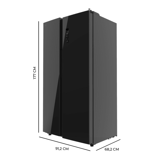 Cecotec Bolero CoolMarket SBS 550 Glass E Frigorífico Americano Side By Side Glass Con 550 Litros De Capacidad 177 Cm De Alto Y 90 Cm Ancho Clase E Con Sistema Multi Air Flow Total No Frost Motor Inverter Plus. Frigorífico Ame