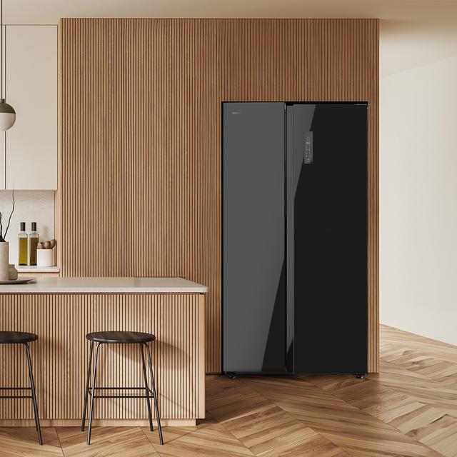 Cecotec Bolero CoolMarket SBS 550 Glass E Frigorífico Americano Side By Side Glass Con 550 Litros De Capacidad 177 Cm De Alto Y 90 Cm Ancho Clase E Con Sistema Multi Air Flow Total No Frost Motor Inverter Plus. Frigorífico Ame