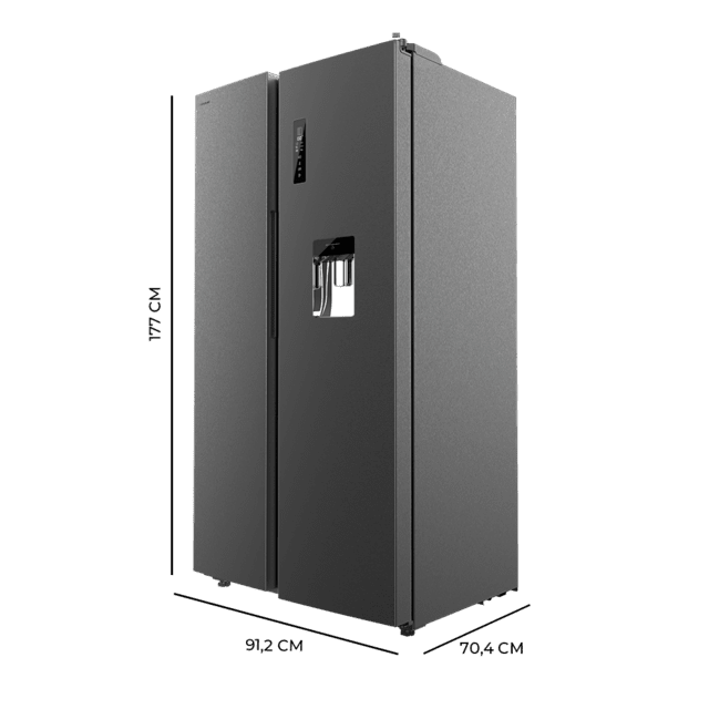 Cecotec Bolero CoolMarket SBS 559 Dark D Frigorífico Americano Side By Side Dark Con 559 Litros De Capacidad 177 Cm De Alto Y 90 Cm Ancho Clase D Con Sistema Multi Air Flow Total No Frost Compresor Inverter Plus. Frigorífico A