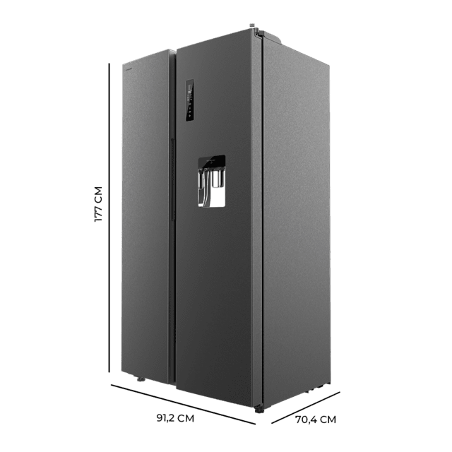 Cecotec Bolero CoolMarket SBS 559 Dark E Frigorífico Americano Side By Side Dark Con 559 Litros De Capacidad 177 Cm De Alto Y 90 Cm Ancho Clase E Con Sistema Multi Air Flow Total No Frost Motor Inverter Plus. Frigorífico Ameri