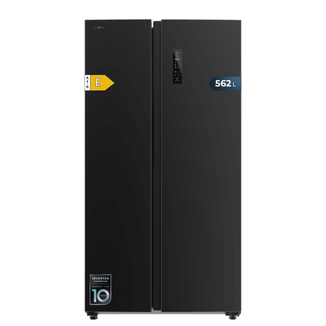 Cecotec Bolero CoolMarket SBS 562 Dark E Frigorífico americano Side by Side inox oscuro 177cm alto y 91 2cm ancho con 562L de capacidad Total No Frost con compresor Inverter Plus y Sistema Multi AirFlow. Además cuenta con el m