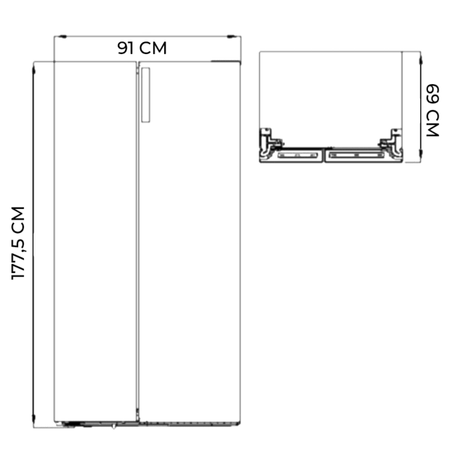 Cecotec Bolero CoolMarket SBS 592 WD Dark E Frigorífico Americano Side By Side Dark Con 592 Litros De Capacidad Dispensador De Agua 177 5cm De Alto Y 91cm Ancho Clase E Con Sistema Multi Air Flow Total No Frost Fast Cooling Y F