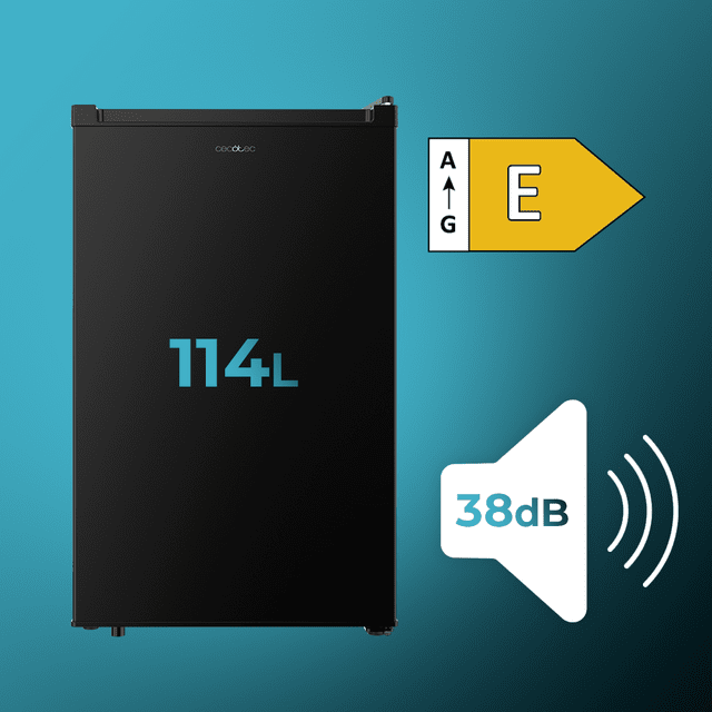 Cecotec Bolero CoolMarket TT 114 L Black Mini Frigorífico Negro De 83 6 Cm De Alto Y 50 6 Cm De Ancho Con Capacidad De 114L Clase Energética E Crisper Box Luz LED Interior Función Defrost Y Control Temperatura Mecánico. Mini