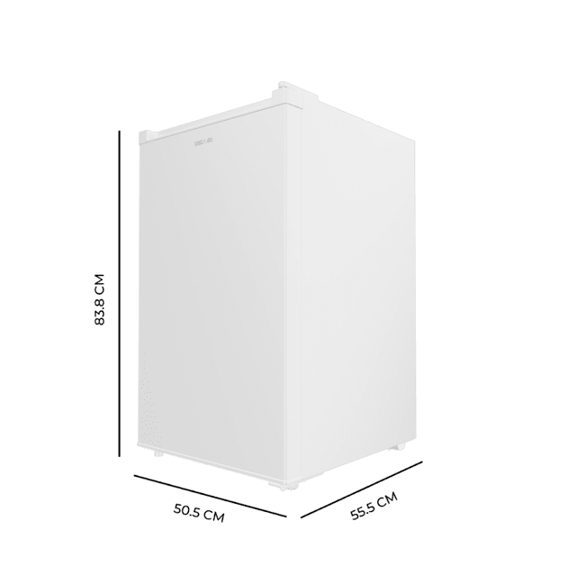 Cecotec Bolero CoolMarket TT 114 L White Mini Frigorífico Blanco De 83 6 Cm De Alto Y 50 6 Cm De Ancho Con Capacidad De 114L Clase Energética E Crisper Box Luz LED Interior Y Control Temperatura Mecánico. Mini Frigorífico