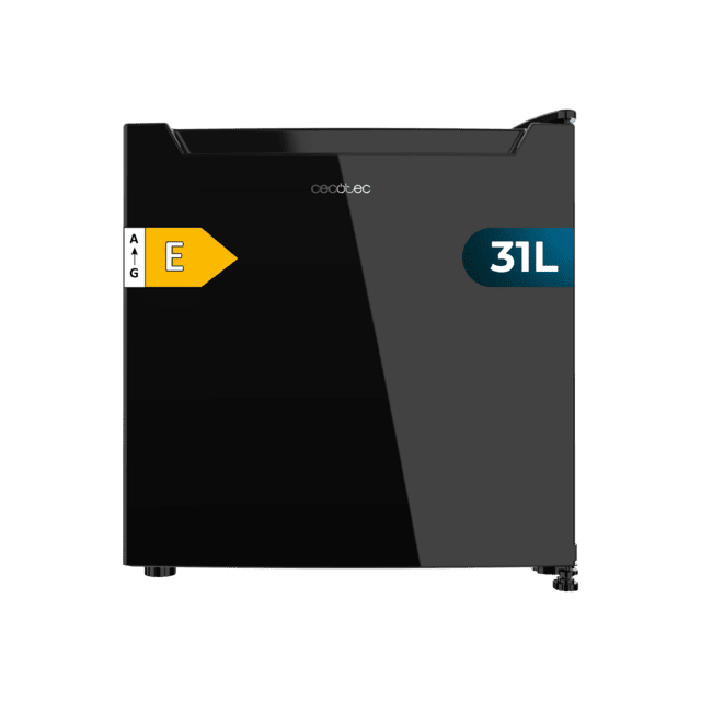 Cecotec Bolero CoolMarket TT 31 Dual Black Glass E Mini frigorífico convertible en congelador con puerta de cristal negro y control de temperatura 0ºC a 5ºC y -24ºC a -16ºC. Capacidad para 31 Litros y medidas 49.6 Alto x 47