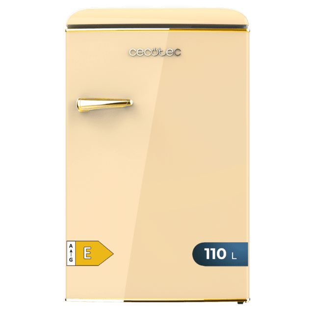 Cecotec Bolero CoolMarket TT Origin 110 Beige E Mini frigorífico retro TT Origin Beige con capacidad de 110L clase E ICEBOX Luz interior y tirador gold. Mini frigorífico retro  110 L Beige