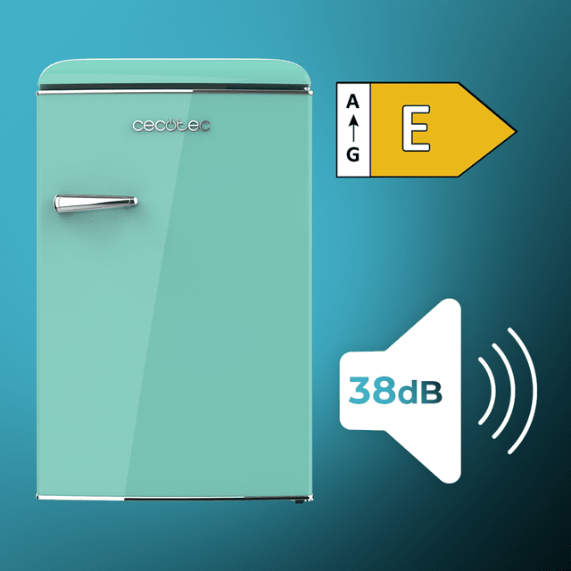 Cecotec Bolero CoolMarket TT Origin 110 Green E Mini Frigorífico Retro TT Origin Green Con Capacidad De 110L Clase E ICEBOX Luz Interior. Frigorífico / Nevera Vintage Retro Pequeña 110L