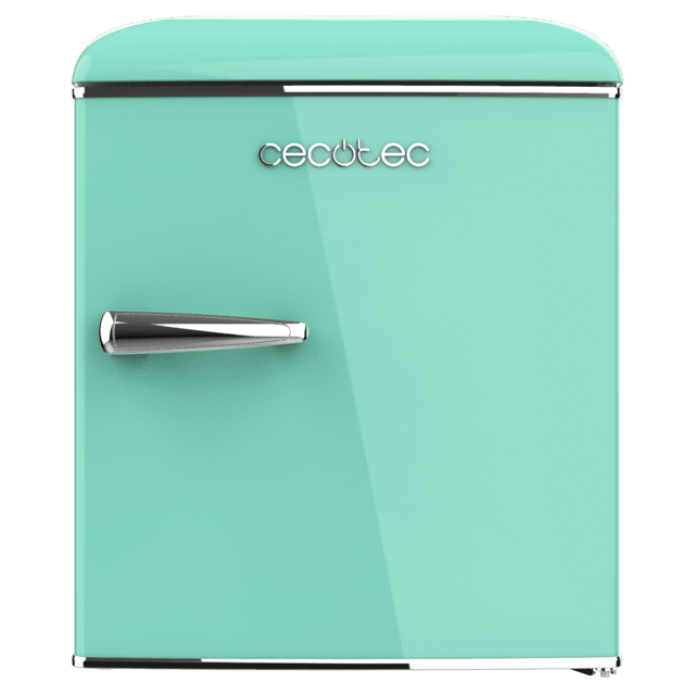 Cecotec Bolero CoolMarket TT Origin 45 Green E Mini Frigorífico Retro Sobremesa Verde De 55cm De Alto Y 44 7cm De Ancho Con Capacidad De 45L Clase Energética E Icebox Y Tirador Cromado. Mini Frigorífico Retro