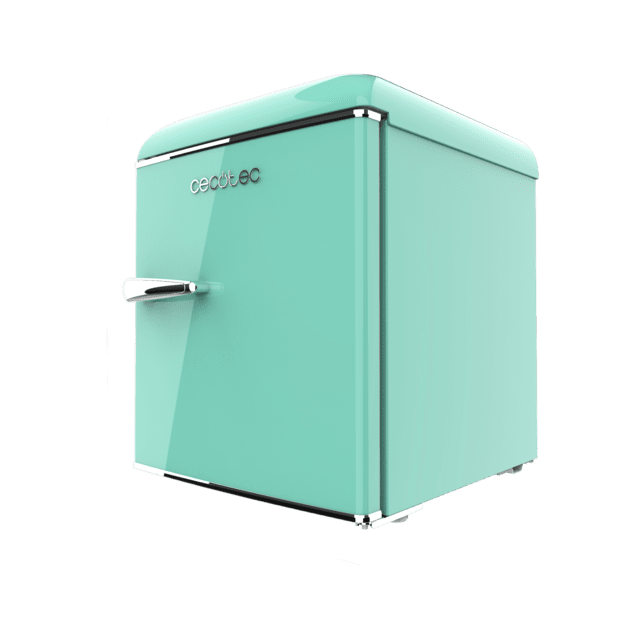 Cecotec Bolero CoolMarket TT Origin 45 Green E Mini Frigorífico Retro Sobremesa Verde De 55cm De Alto Y 44 7cm De Ancho Con Capacidad De 45L Clase Energética E Icebox Y Tirador Cromado. Mini Frigorífico Retro