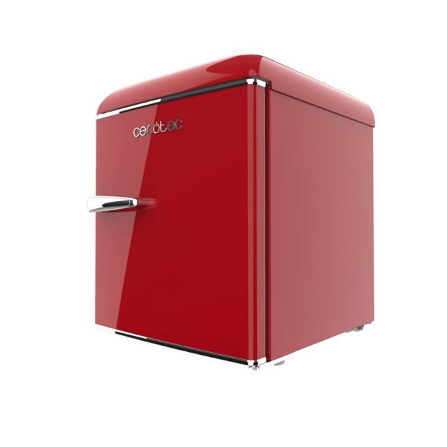 Cecotec Bolero CoolMarket TT Origin 45 Red E Mini Frigorífico Retro Sobremesa Rojo De 55cm De Alto Y 44 7cm De Ancho Con Capacidad De 45L Clase Energética E Icebox Y Tirador Cromado. Mini Frigorífico Retro Sobremesa