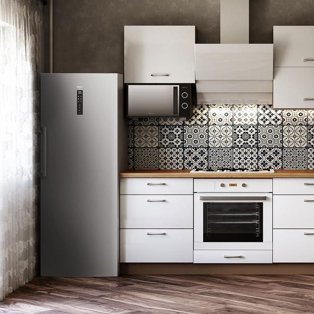 Cecotec Bolero CoolMarket UF 380 Inox Congelador Vertical Convertible A Frigorífico Con Capacidad De 380 Litros 185.5cm De Alto Y 71cm De Ancho Compresor Inverter De Bajo Consumo Display En Puerta Acabado Inox NoFrost Clase Ene