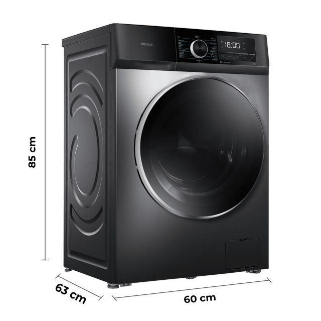 Cecotec Bolero DressCode 10500 Inverter Steel A Lavadora De 10 Kg Steel 1400 Rpm Motor Inverter Plus SteamMax Drum Clean Allergy Care Pearl Drum Delay Start Stop&Go Display LED Y Acabados Cromados Programa ECO Y KidLock Lavadora