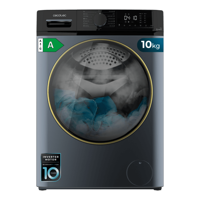 Cecotec Bolero DressCode 10610 Inverter Ice Blue A Lavadora de carga frontal ice blue de 10 Kg de capacidad 1400 RPM Clase A Steam Max Motor inverter plus 15 programas OnSmart Fuzzy Logic Smooth Wash Stop&Go Goma antibacteriana