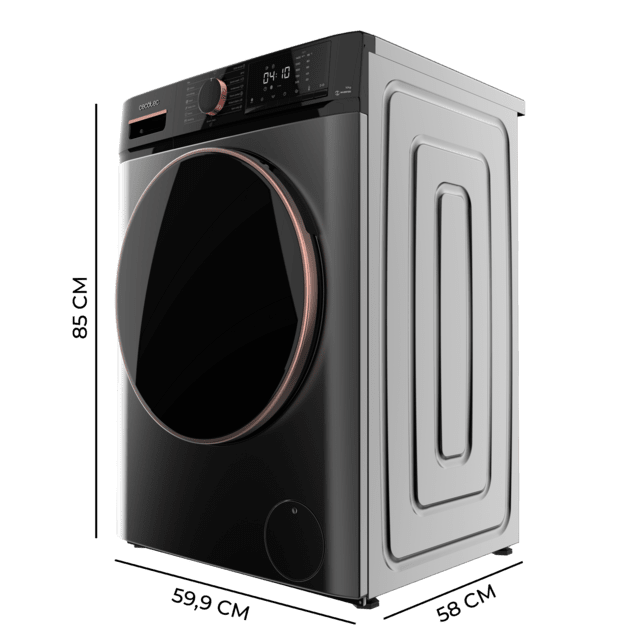Cecotec Bolero DressCode 10610 Inverter Steel A Lavadora De Carga Frontal Steel De 10 Kg De Capacidad 1400 RPM Clase A Steam Max Motor Inverter Plus 15 Programas OnSmart Fuzzy Logic Smooth Wash Stop&Go Goma Antibacteriana Y Drum