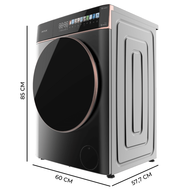 Cecotec Bolero DressCode 10900 Autodose Inverter FullColor Steel A Lavadora Autodosis De Carga Frontal Steel De 10 Kg De Capacidad Y 1400 Rpm Pantalla FullColor 10 3" 11 Programas Motor Inverter Plus SteamMax Clase A Sanitize On