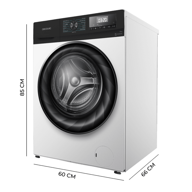 Cecotec Bolero DressCode 120700 Inverter A Lavadora Con Capacidad De 12 Kg 1400 Rpm 15 Programas Clase A Motor Inverter Plus Con Vapor SteamMax Y Tecnología Jet Wash. Lavadora 12 Kg