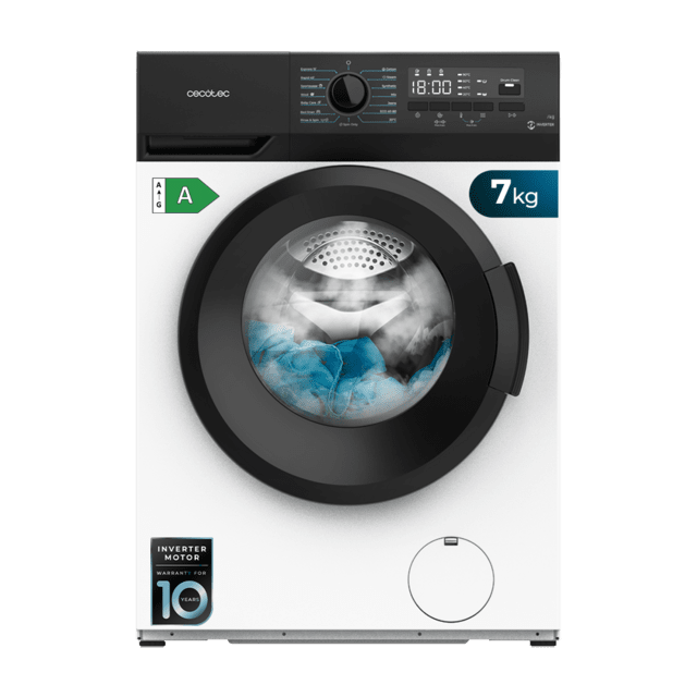 Cecotec Bolero DressCode 7300 Inverter A Lavadora de 7 kg de capacidad y 1200 rpm. 15 programas clase A Motor Inverter Plus SteamMax. Lavadoras de carga frontal