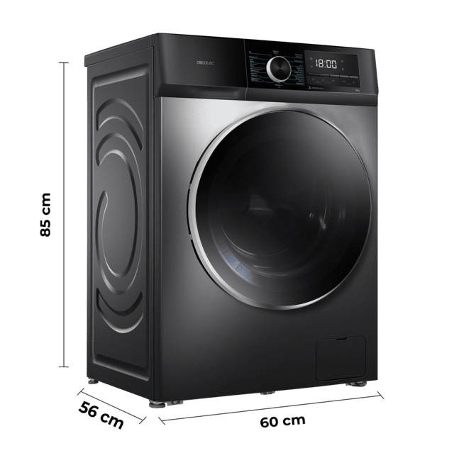 Cecotec Bolero DressCode 9500 Inverter Steel A Lavadora De Carga Frontal De 9 Kg Steel 1400 Rpm Motor Inverter Plus SteamMax Drum Clean Allergy Care Pearl Drum Delay Start Stop&Go Display LED Y Acabados Cromados Programa ECO Y K