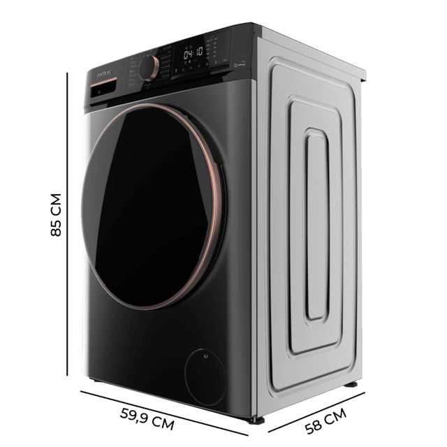 Cecotec Bolero DressCode 9610 Inverter Steel A Lavadora De Carga Frontal Steel De 9 Kg De Capacidad 1400 RPM Clase A Steam Max Motor Inverter Plus 15 Programas OnSmart Fuzzy Logic Smooth Wash Stop&Go Goma Antibacteriana Y Drum C