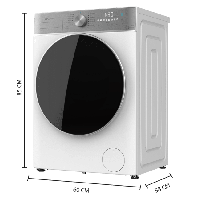 Cecotec Bolero DressCode 9800 Inverter A Lavadora De Carga Frontal De 9 Kg De Capacidad Y 1400 Rpm 16 Programas Motor Inverter Plus SteamMax Carga Automática Y Display Táctil XXL. Clase A. Lavadora De Carga Frontal De 9 Kg