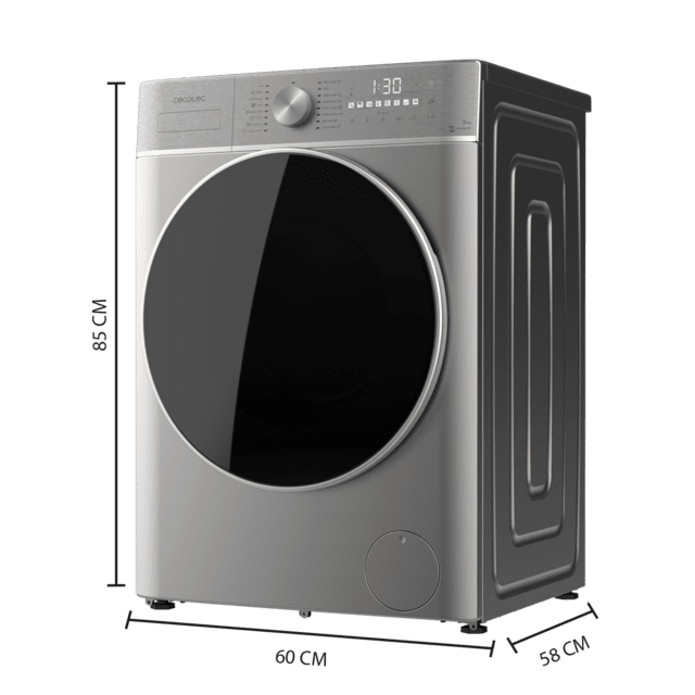 Cecotec Bolero DressCode 9800 Inverter Steel A Lavadora De Carga Frontal Steel De 9 Kg De Capacidad Y 1400 Rpm Clase A 16 Programas Motor Inverter Plus SteamMax OnSmart SpaCare Fuzzy Logic Y Display Táctil XXL. Lavadora De Carg