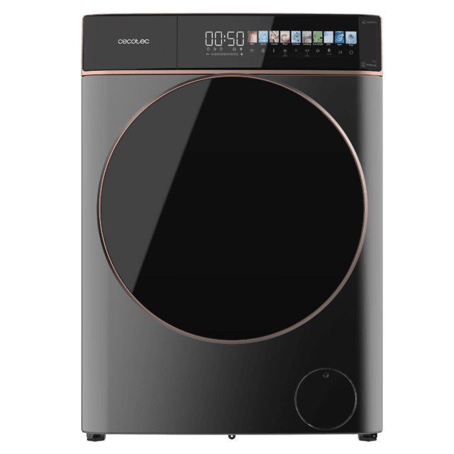 Cecotec Bolero DressCode 9900 Autodose Inverter FullColor Steel A Lavadora Autodosis De Carga Frontal Steel De 9 Kg De Capacidad Y 1400 Rpm Pantalla FullColor 10 3" 11 Programas Motor Inverter Plus SteamMax Clase A Sanitize OnSm