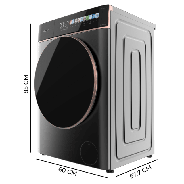 Cecotec Bolero DressCode 9900 Autodose Inverter FullColor Steel A Lavadora Autodosis De Carga Frontal Steel De 9 Kg De Capacidad Y 1400 Rpm Pantalla FullColor 10 3" 11 Programas Motor Inverter Plus SteamMax Clase A Sanitize OnSm